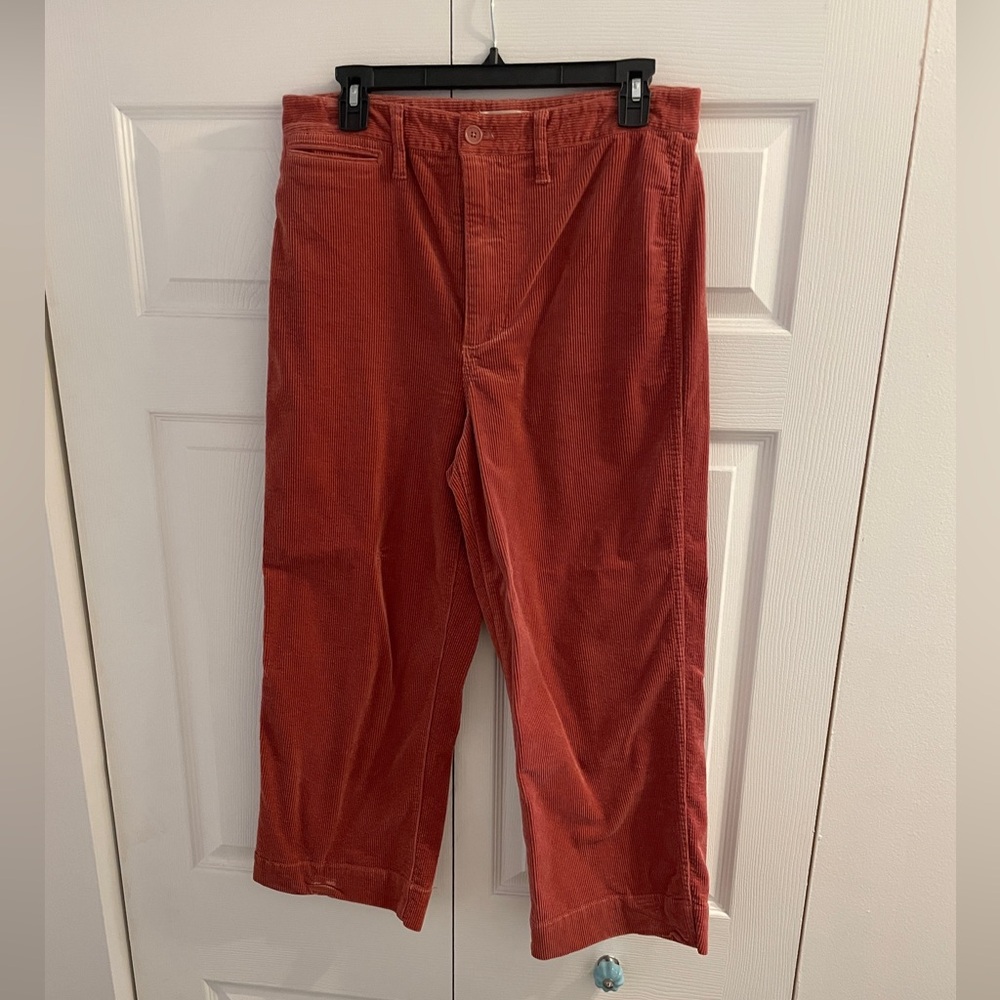 Madewell Slim Emmett Wide-Leg Crop Pants, Corduroy, size 29